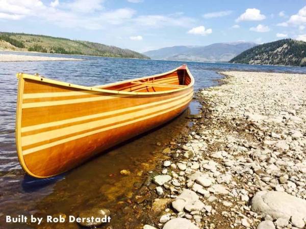The Prospector 16 is a strip-planked wilderness canoe that can carry a large load