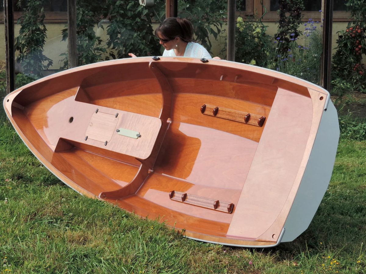 The interior hull layout of the PT Spear sailing dinghy