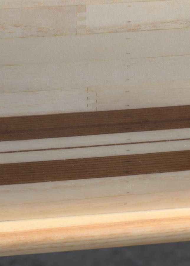 Ranger 15 wood-strip canoe - finger-jointed paulownia strips