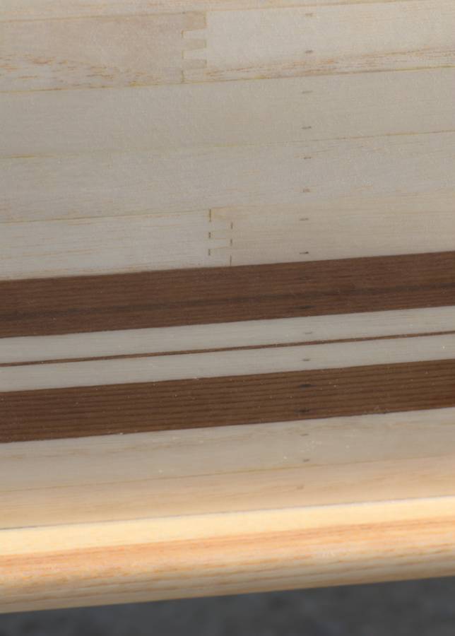 Ranger 15 wood-strip canoe - finger-jointed paulownia strips