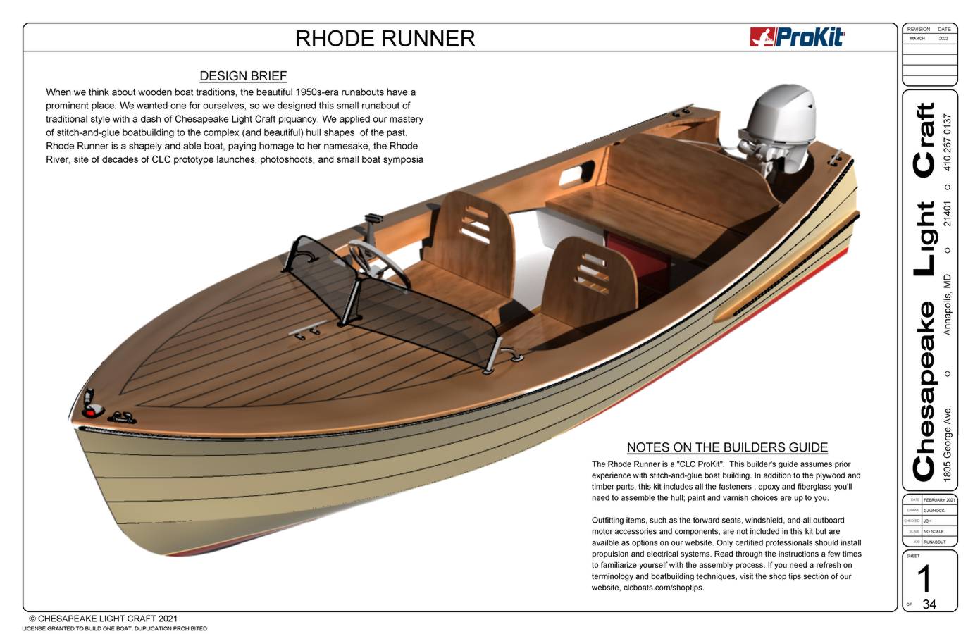 Rhode Runner - a modern kit-built wooden motorboat in the style of a classic 1950s runabout