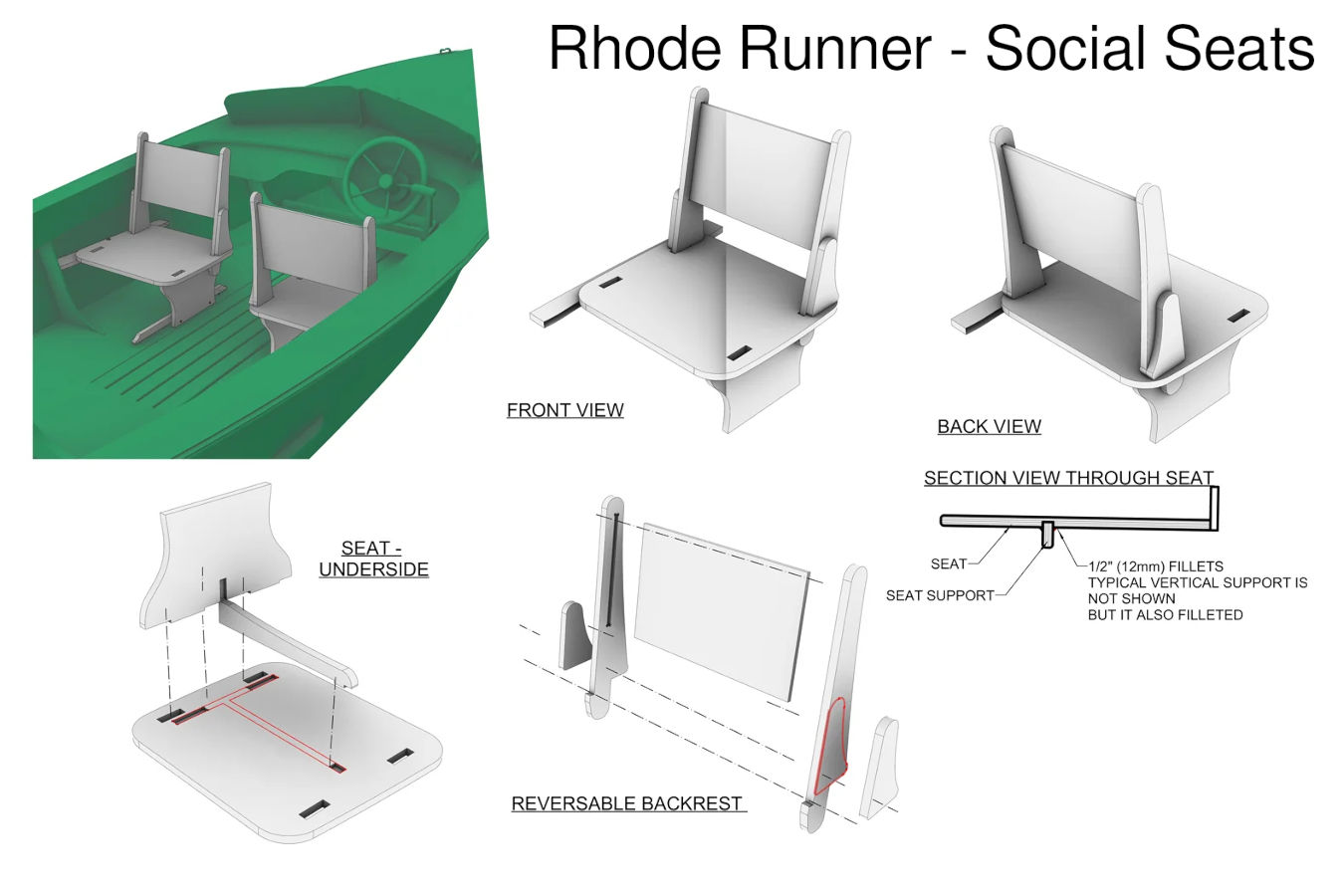 Rhode Runner - the social seats option allows turning the backrest to sit facing the aft bench seat