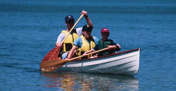 A fun family Sassafras double open canoe that will take three adults or children