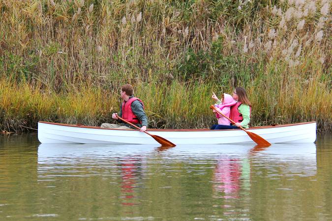 Sassafras 16 mkII modern lightweight clinker-style tandem canoe