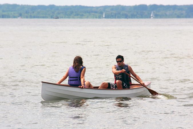 Sassafras 16 mkII modern lightweight clinker-style tandem canoe