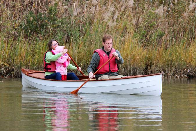 Sassafras 16 mkII modern lightweight clinker-style tandem canoe