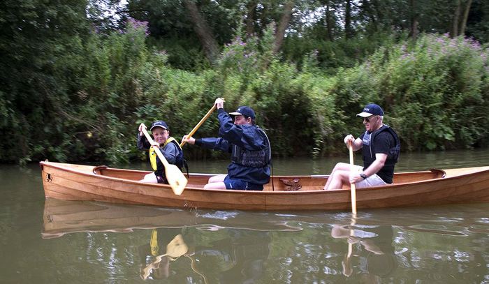 Three seat canoe in clinker style