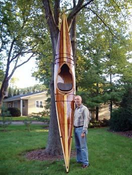 Patterned cedar strip deck Shearwater kayak kit