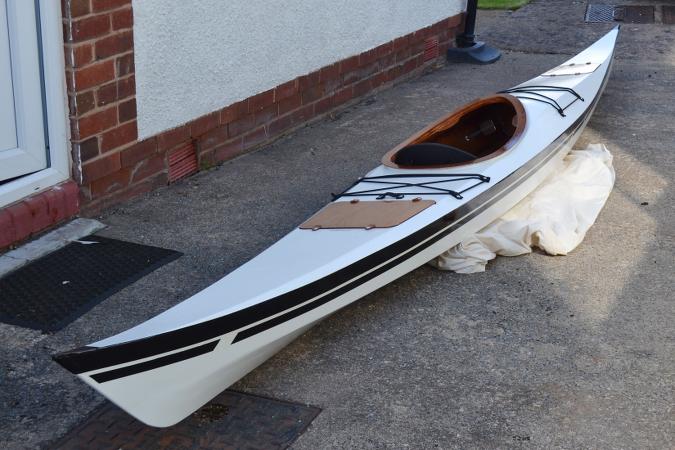 Shearwater 16 sea kayak painted and ready for launch