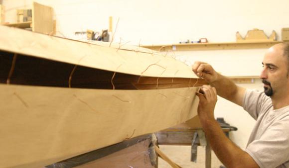 Wooden decks on a Shearwater kayak