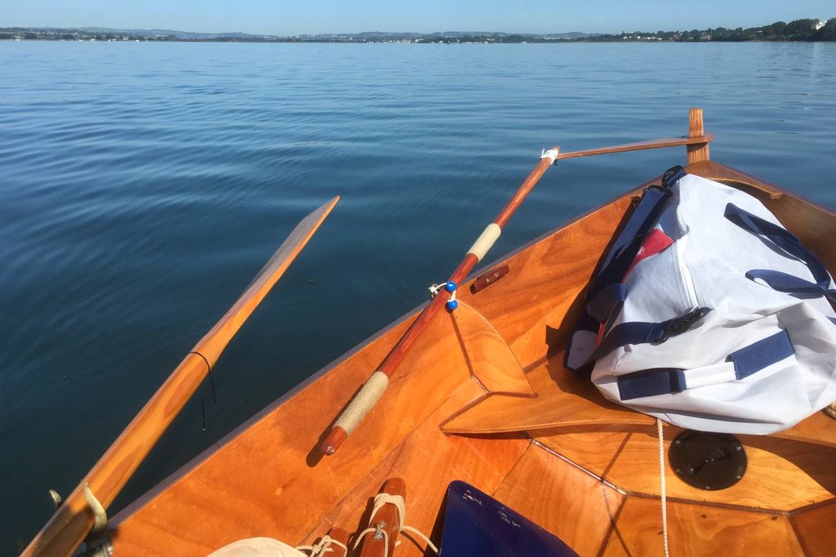 The interior of the Skerry, showing the push-pull tiller