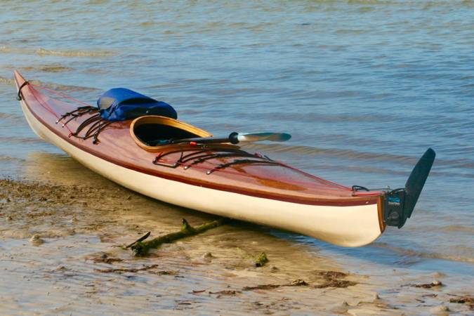 A stern-mounted Smart Track rudder on a modified Guillemot kayak