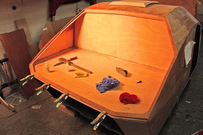 Building the teardrop caravan - installing the galley sill