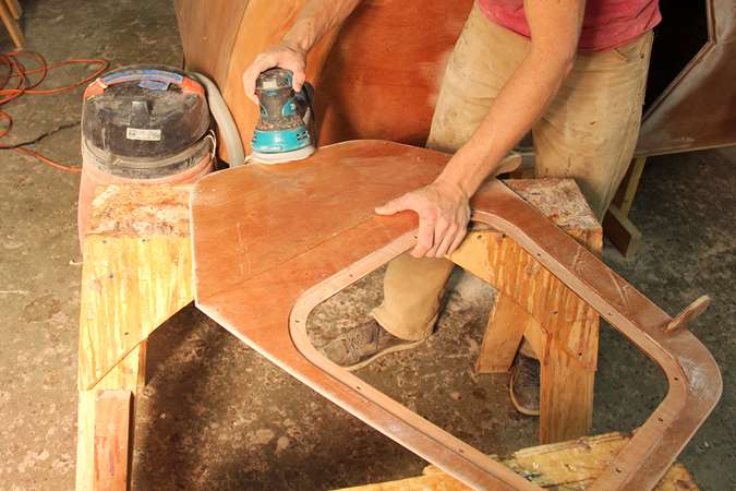 Building the teardrop caravan - sanding the doors