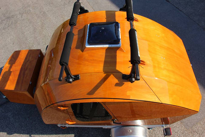 The Teardrop Camper's large roof hatch provides ventilation