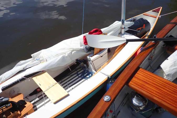 The interior of the Viola 14 sailing canoe