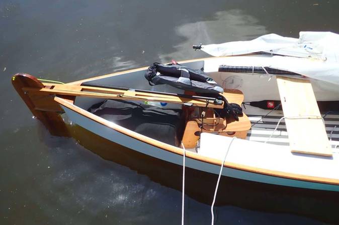 The interior of the Viola 14 sailing canoe