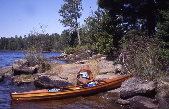 Voyager canoe during a lunch break on the trip
