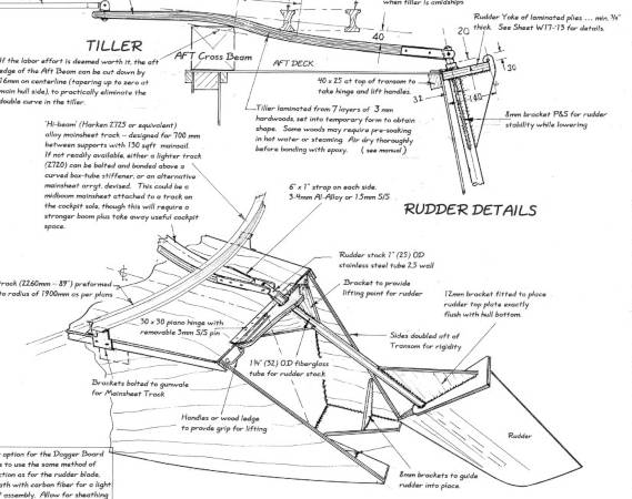 Rudder details for the W17 trimaran