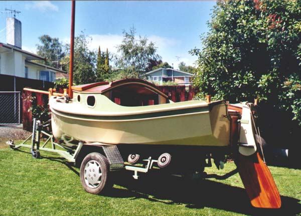 Cabin on Houdini sailing boat built from plans by Welsford