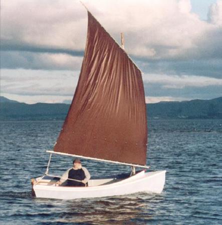 Sailing a home made Truant boat by Welsford from Fyne Boat Kits