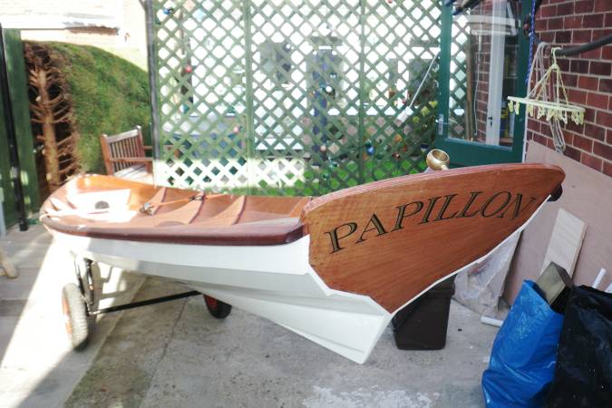 Tandem Wherry wooden rowing boat for two sliding seats