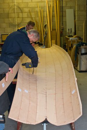 Stitching a wherry rowing boat kit from Fyne Boat Kits