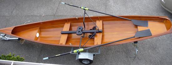 Wherry rowing boat on a trailer