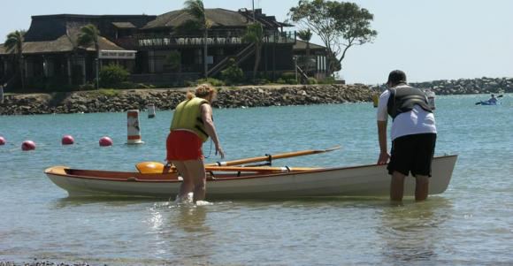 Launching a home made rowing Wherry