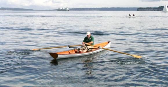 Rowing an amateur built wherry in choppy water