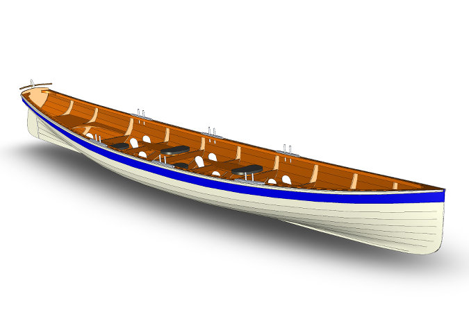 The Whitby Pilot Gig is a wooden racing boat for six-oared team rowing that is quick to build and based on a traditional Cornish Pilot Gig