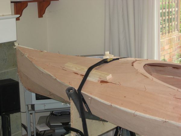 Stages in building a Wood Duck kayak from a kit