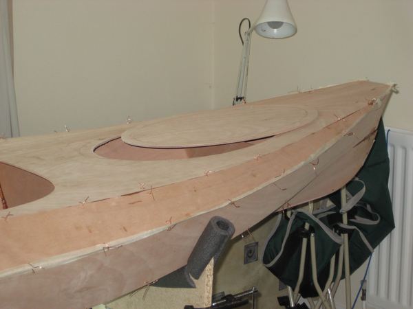 Stages in building a Wood Duck kayak from a kit