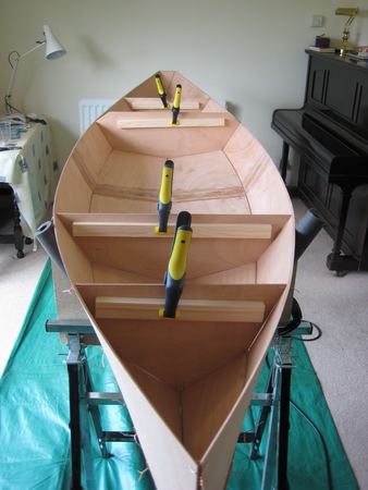 Stages in building a Wood Duck kayak from a kit