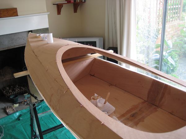 Stages in building a Wood Duck kayak from a kit