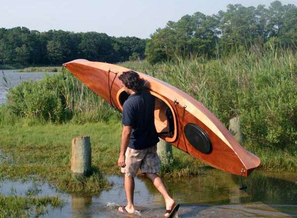 Wooden kayaks are light to carry and beautiful to look at