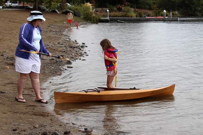 The Wood Duckling is a stylish wooden kayak for children